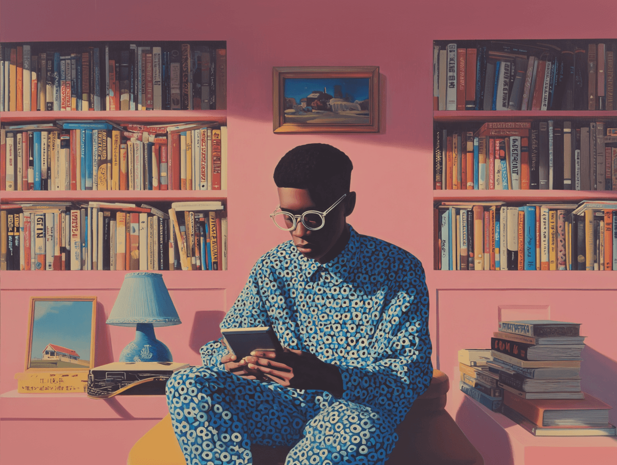 Illustration of a man reading